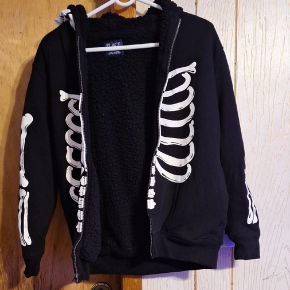 The Children's Place Other - The Children's Place Black Skeleton Hoodie W/ Fleece Interior